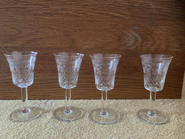 Edwardian Sherry/Port Glasses x 4