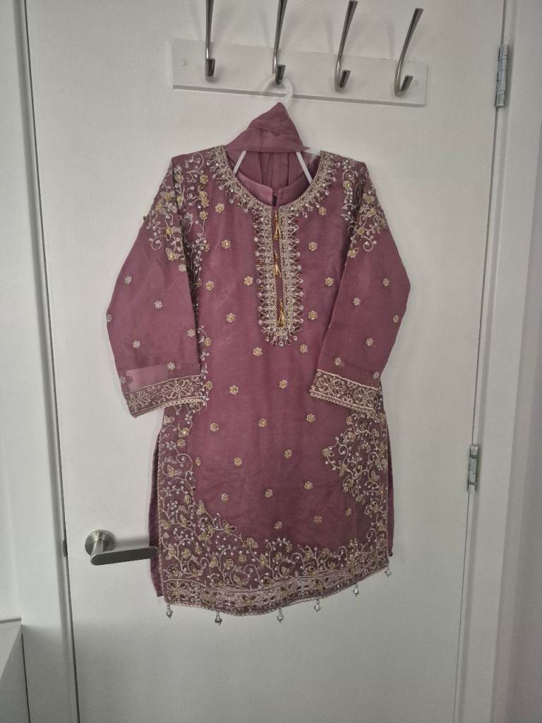 Beautiful girls Asian Outfit Top - Plum with Gold Embroidery