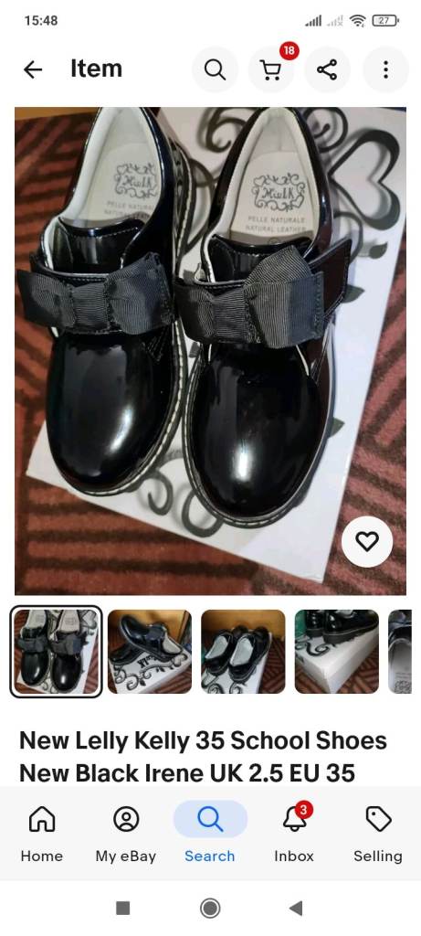 New Lelly Kelly 35 School Shoes New Black Irene UK 2.5 EU 35