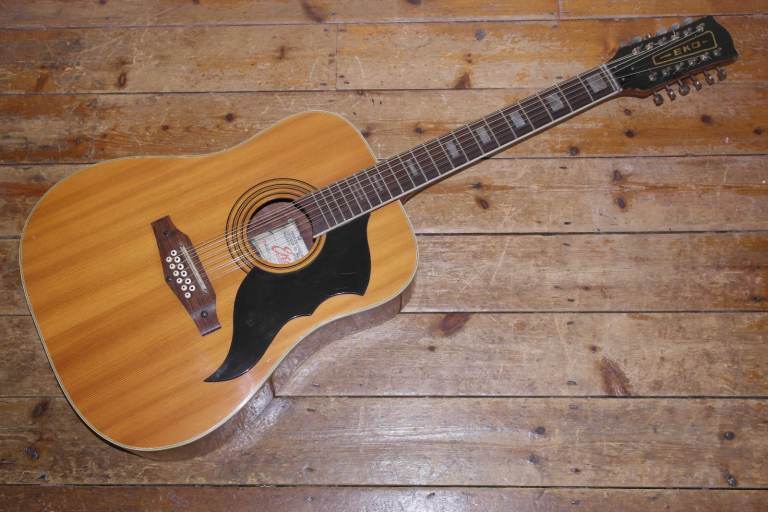 1970s Eko Ranger 12 string dreadnought acoustic quilted maple back/sides