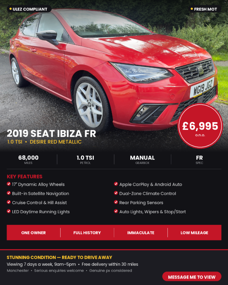 Seat, IBIZA, Hatchback, 2019, Manual, 999 (cc), 5 doors