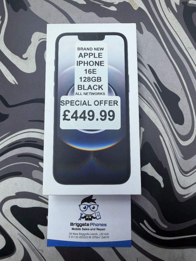 BRAND NEW Apple iPhone 16E 128GB Black - All Networks ONE YEAR WARRANTY 