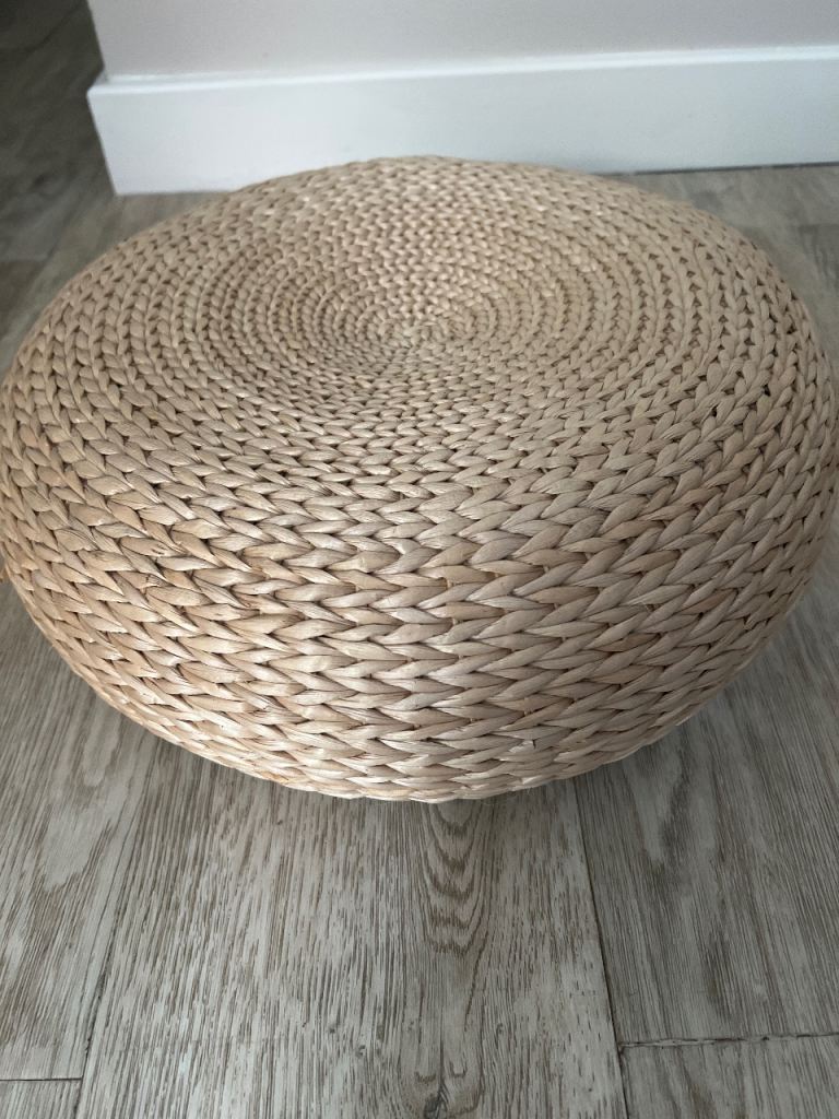 Woven Straw Floor Cushion / Pouffe – Good Condition