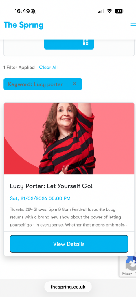 2x Lucy Porter tickets for sat 21 at 8pm