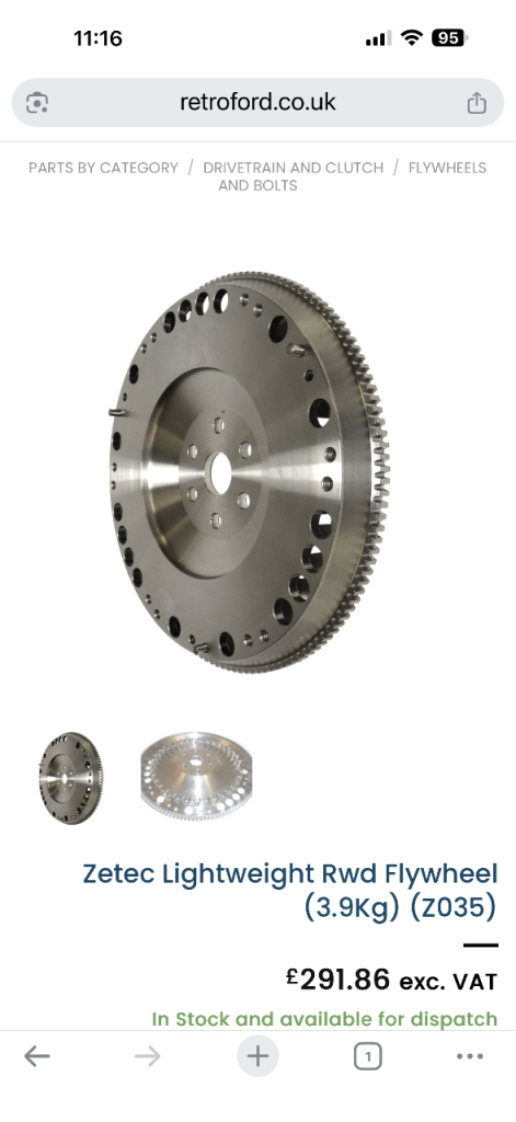 Retroford zetec lightweight flywheel RWD 