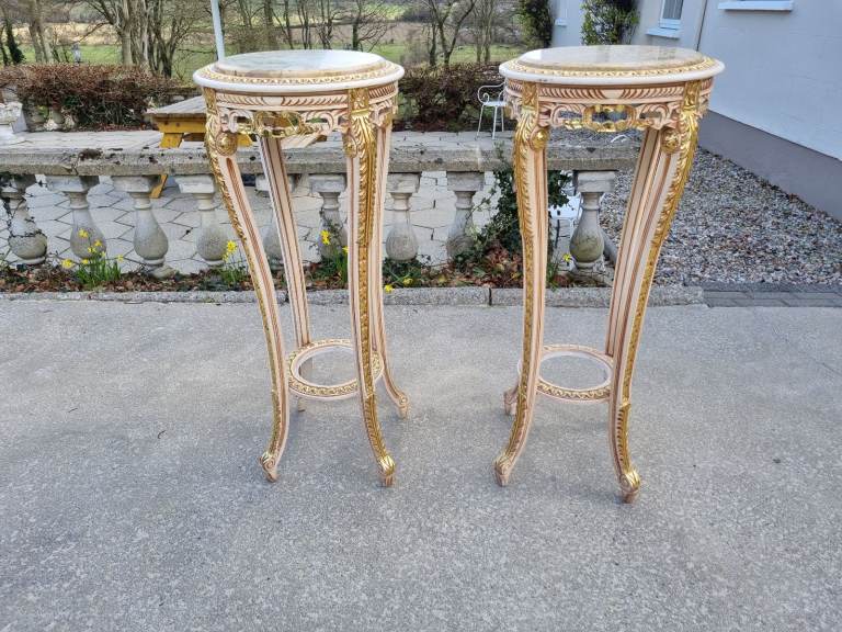 2  Large Ornate Egyptian Stands (Granite Top)