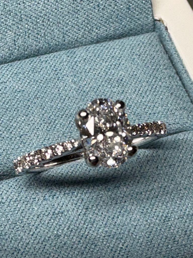 1ct Oval cut lab created diamond engagement ring