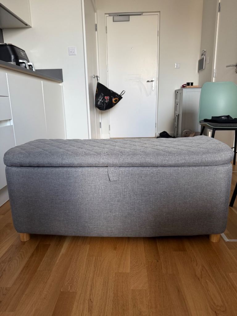 Grey Fabric Storage Bench