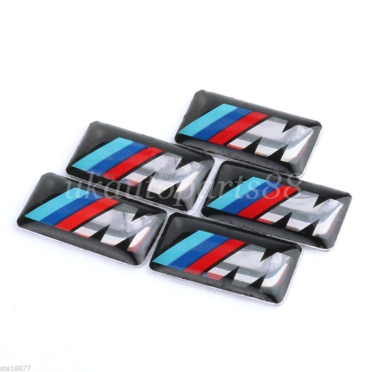 5 X BMW M SPORT CAR BADGES SELF STICK DECALS EMBLEMS SWANSEA AREA CAN POST