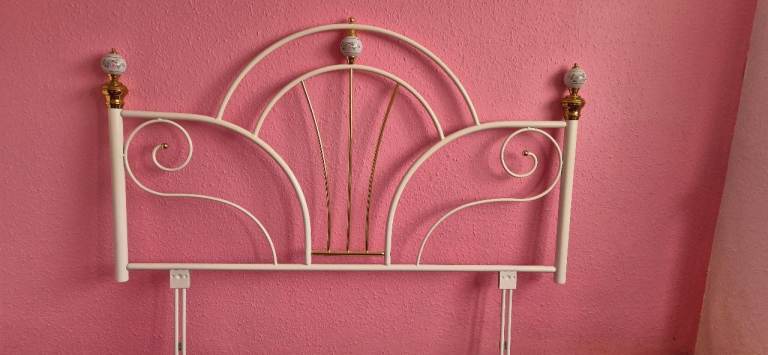 White Metal Headboard - Double Bed Size