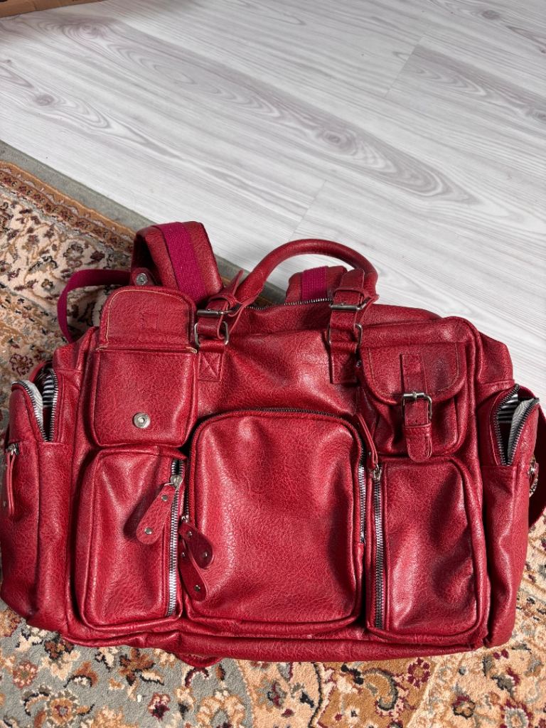 Brenice Multi-Pocket Convertible Diaper Bag / Baby bag – Cherry Red