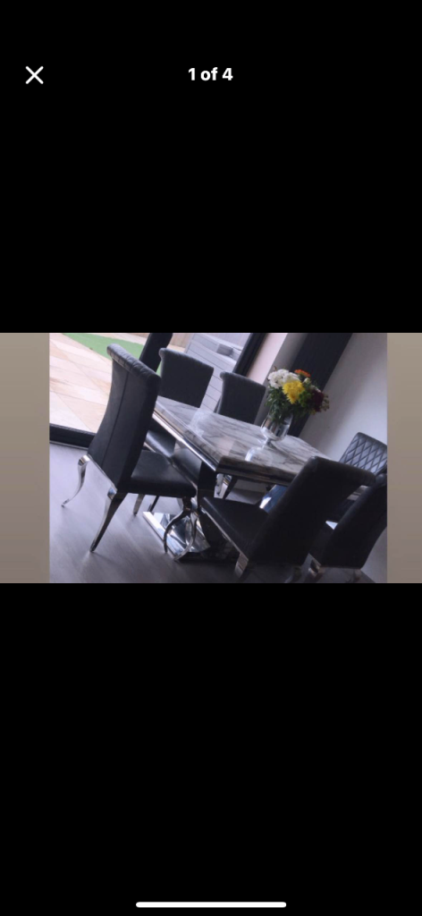 Marble table and dining chairs 