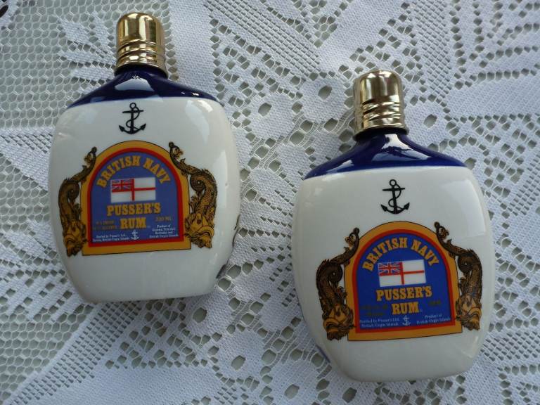 Vintage Pussers Rum Flasks, Price is for ONE only, or £40 for both.