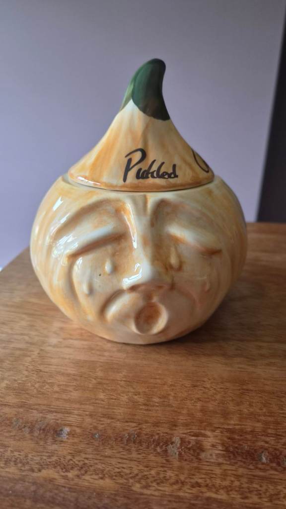 Vintage Toni Raymond Pickled Onion Jar 1960s Crying Face Pot | Retro English Kitchen Storage 
