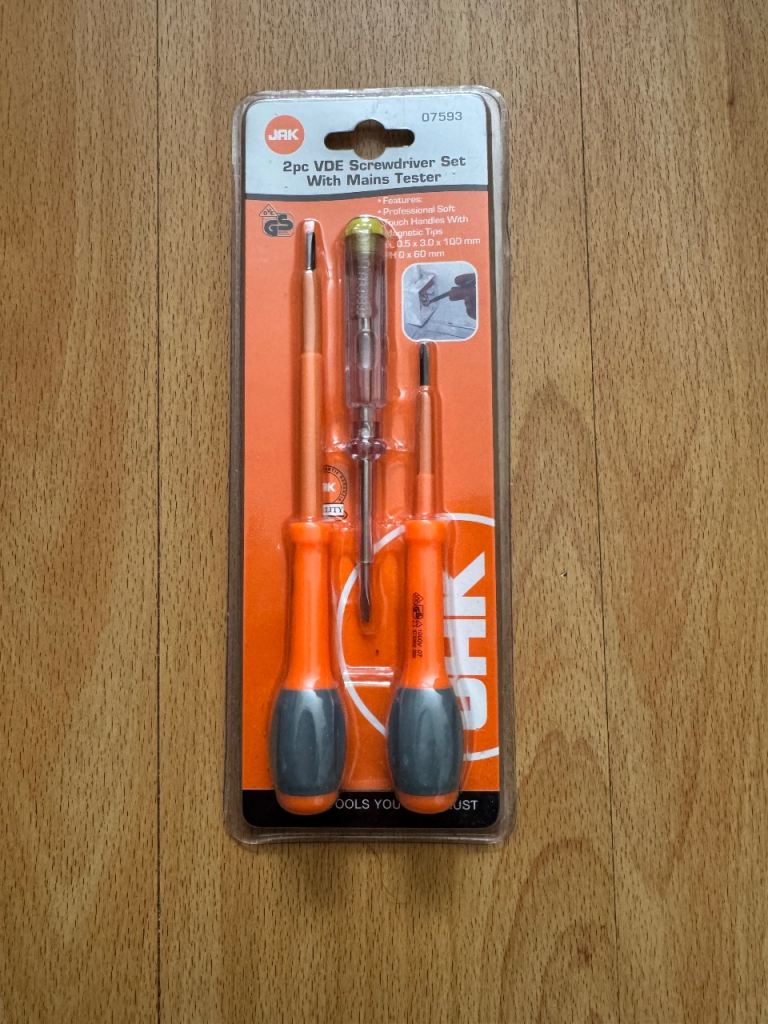 JBK 2pc VDE Screwdriver Set with Mains Tester - Brand New