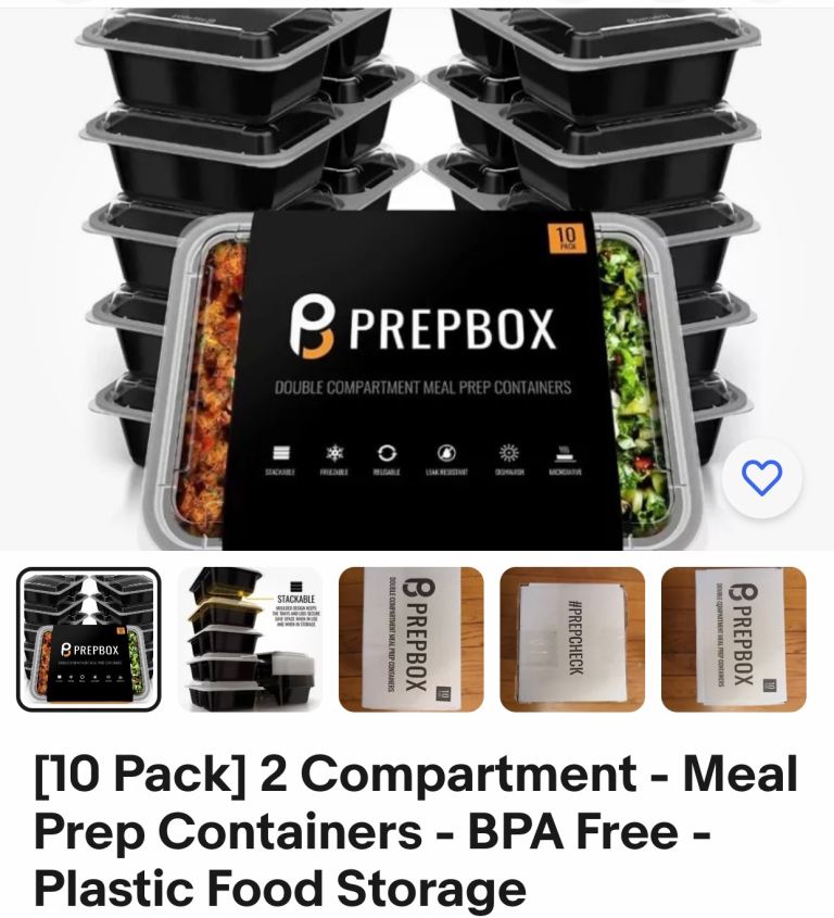 PREP BOX x10 for preparing on-the-go lunches/dinners,Batch Cooking.STACKABLE 4 space saving storage.