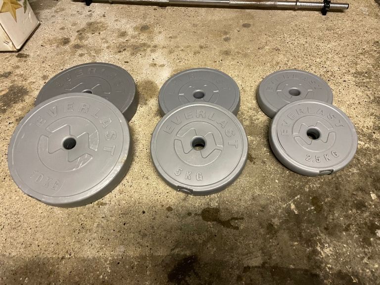 Everlast vinyl-coated cast iron weight plates - 2x10kg / 2x5kg / 2x2.5kg