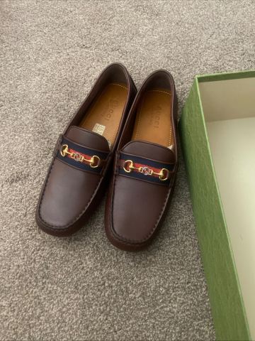 Gucci Men\'s classic dark brown Leather Loafers 9.5 Men main image 4