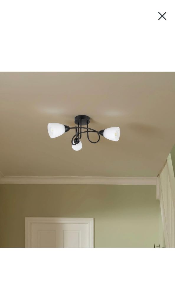 NEW Modern Black Frosted Glass 3-Light Ceiling Light Fitting Boxed Home Lighting