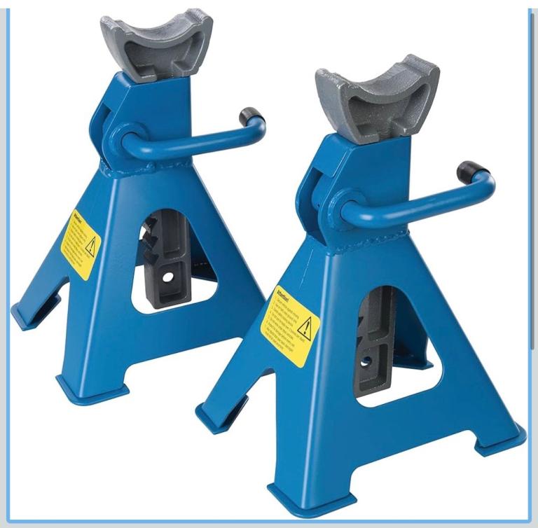 Silverline 3 Tonne Axle Stands – Heavy-Duty Jack Stand Set for Cars & Vans, 2-Piece Pair (763620)