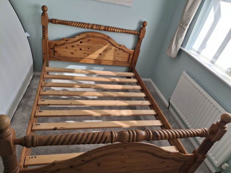 Pine King size Bed Frame with Slats – Good Condition