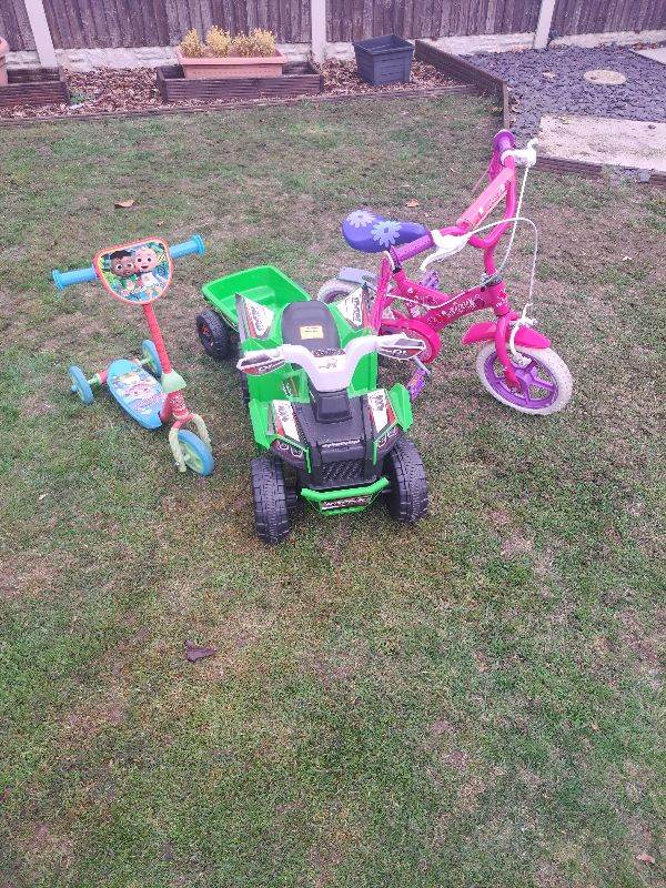 Kids Outdoor Toy Bundle - Bike, Scooter, and Quad