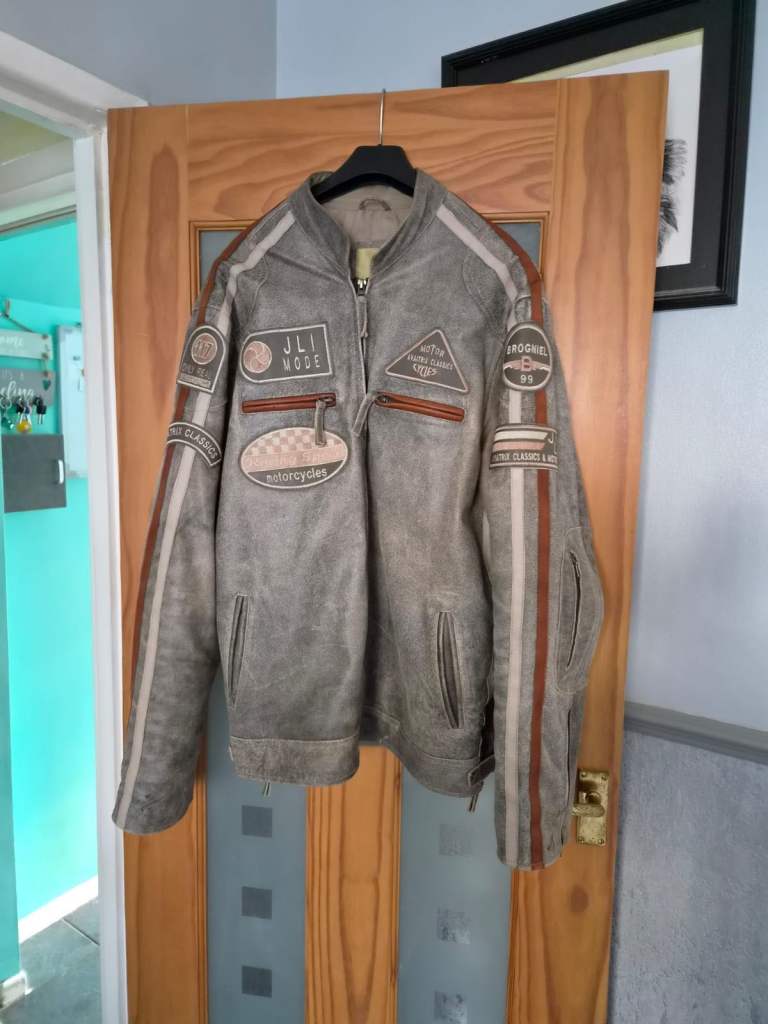 Distressed Motorbike Jacket 4XL