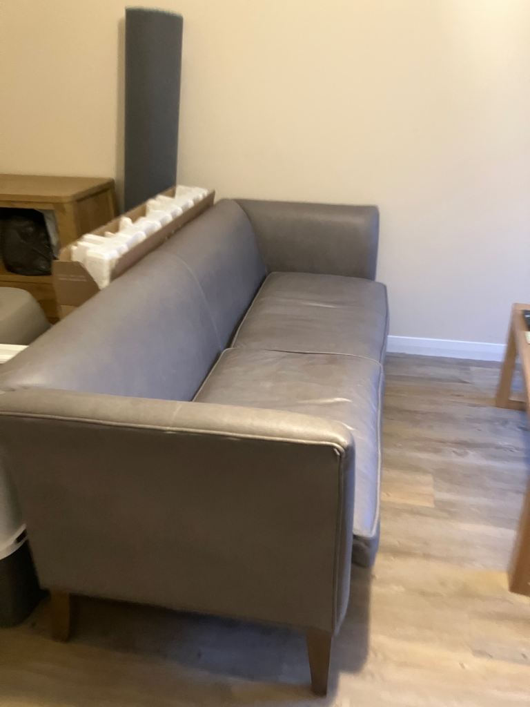 Grey leather sofa