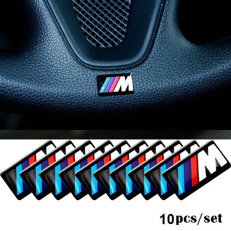 5 X BMW M SPORT CAR BADGES SELF STICK DECALS EMBLEMS SWANSEA AREA CAN POST