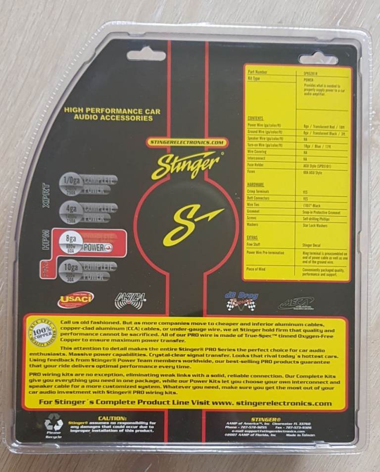 Stinger SPK5281R COMPLETE 8-GA WIRING KIT
