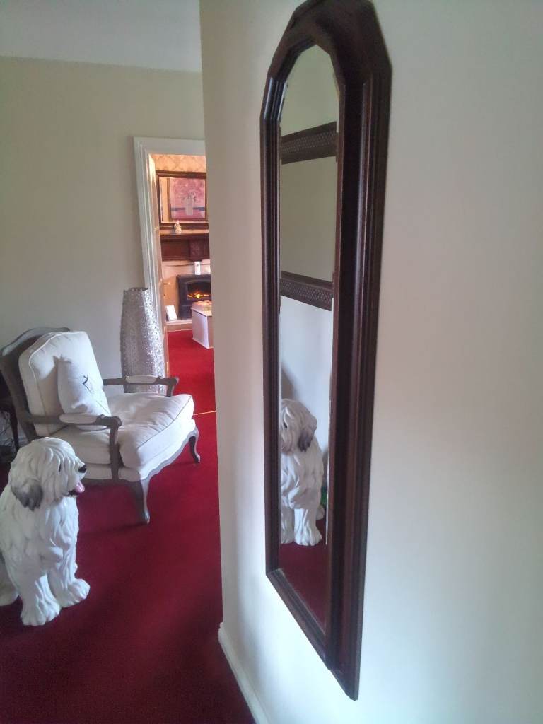 Arched Wooden Frame Wall Mirror – Good Condition