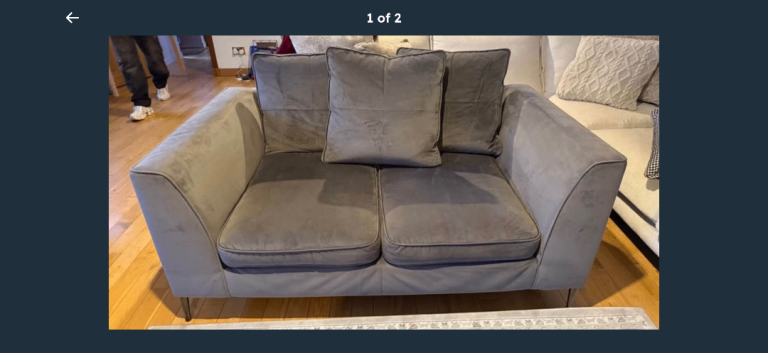 Comfortable Grey Two-Seater Sofa – Good Condition
