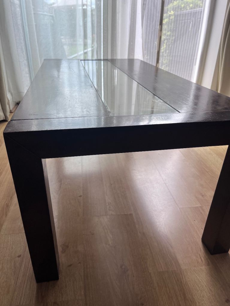 Wooden Coffee Table with Glass Inlay