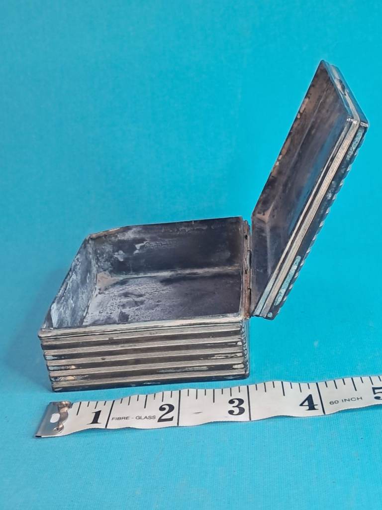 Vintage Metal Box with Striped Design