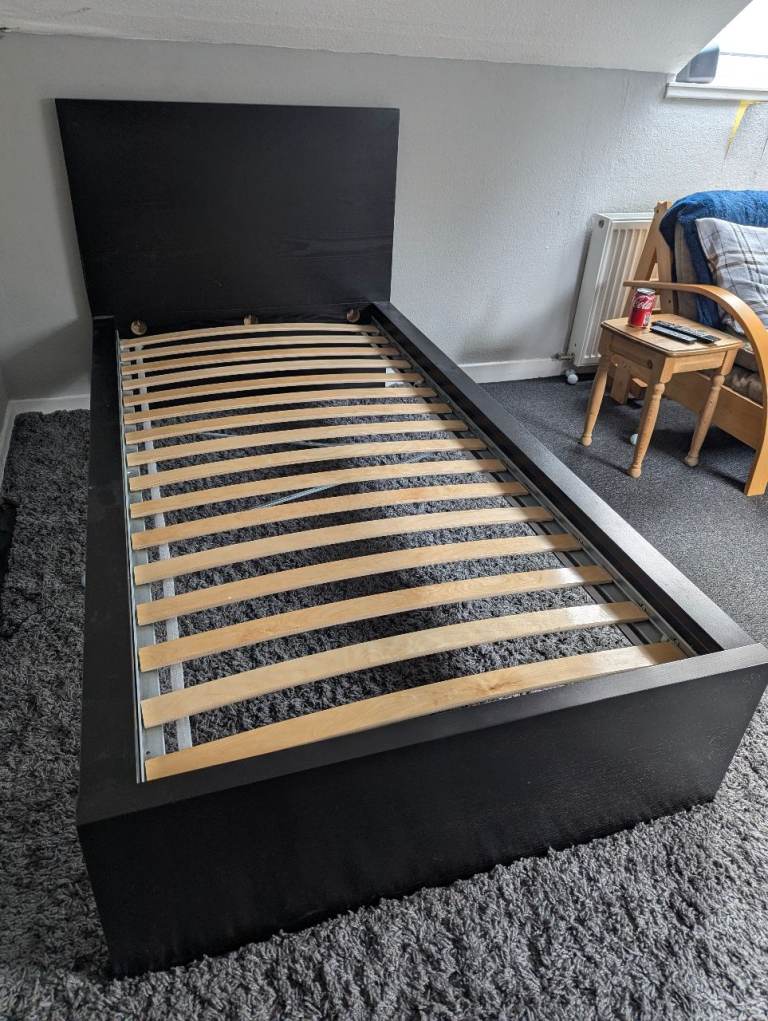 Black Single Bed Frame with Slats – Good Condition