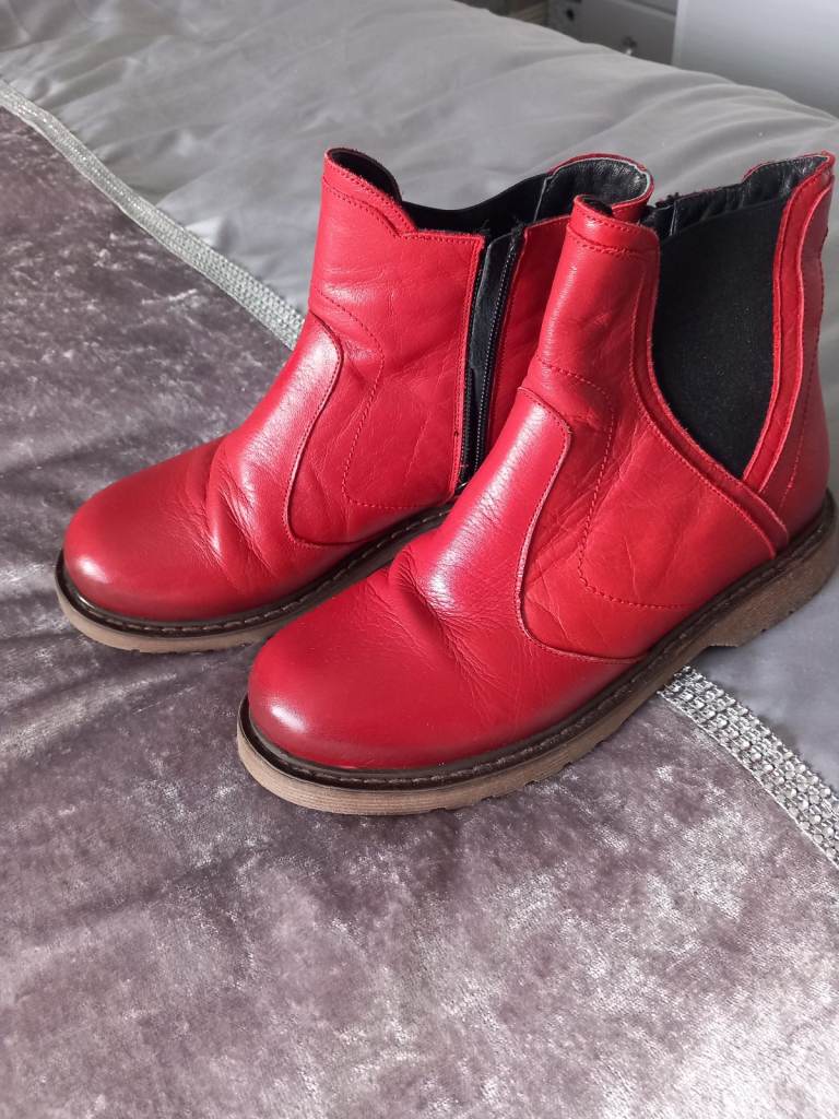 Real Leather Red boots size 4UK.
