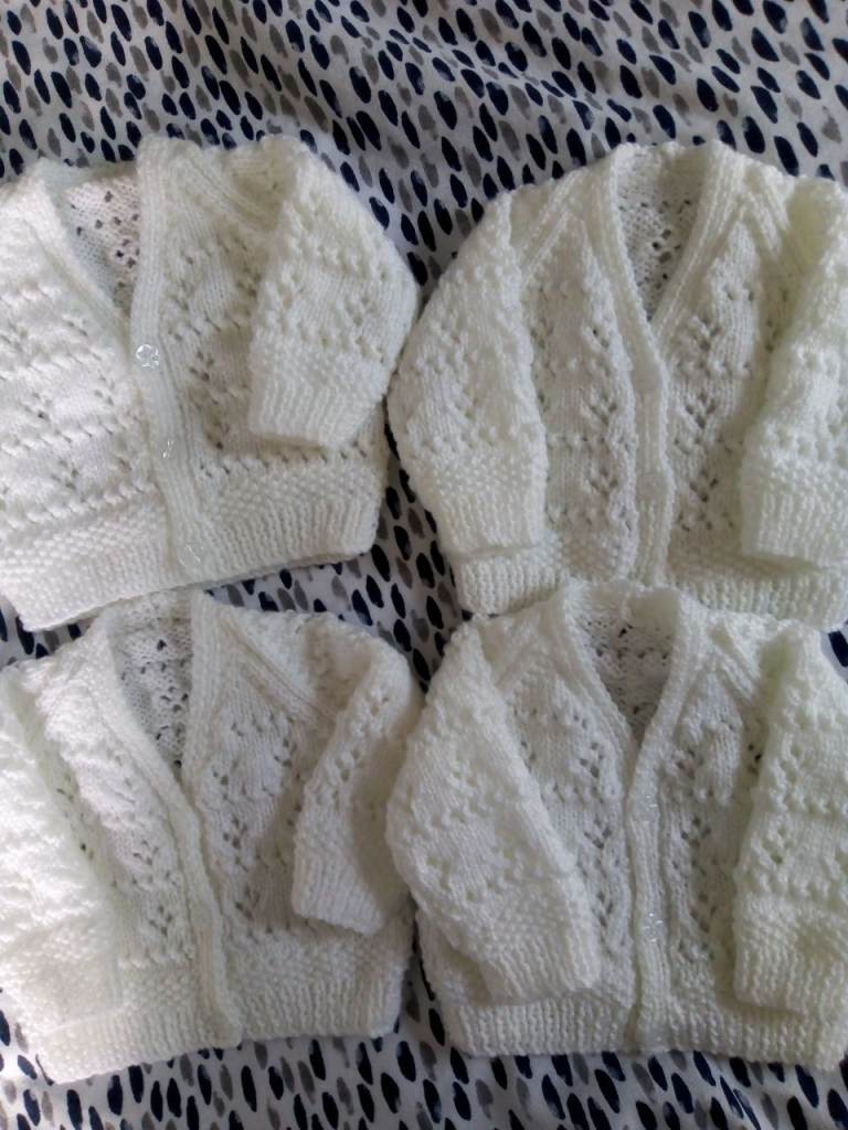 Hand knitted new baby cardigans 