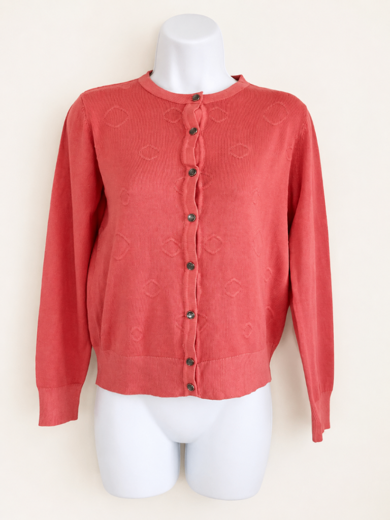 Lovely Coral Button-Up Cardigan – Good As New Condition, Size M