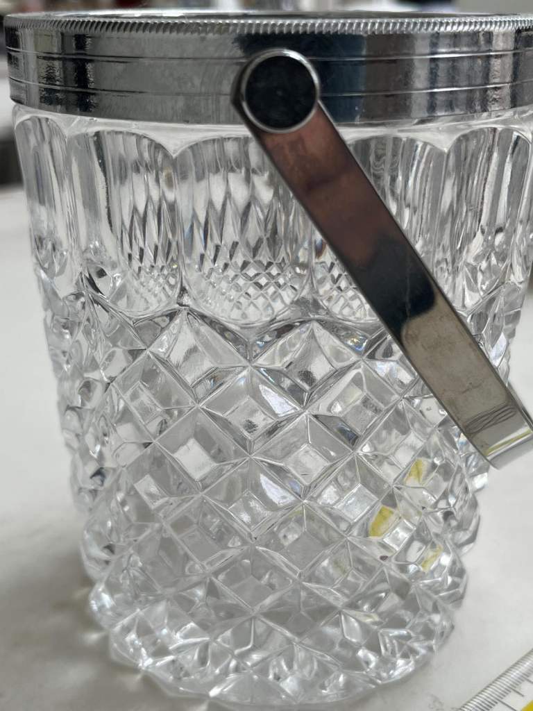 **REDUCED** Genuine Vintage Lead Crystal ice bucket (chrome trim,) 1980's - as new condition