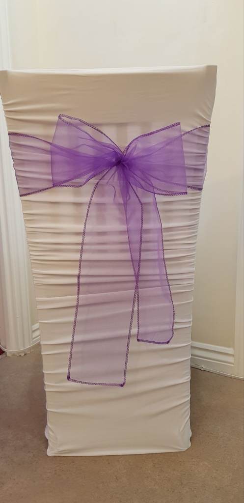 Purple organza chair sashes