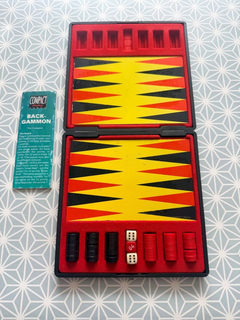 SOLD! PERI Austria Vintage Magnetic travel backgammon game with instructions.