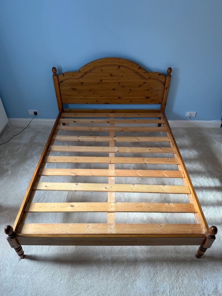 Free Pine King Size Bed Frame with Slatted Base – Good Condition