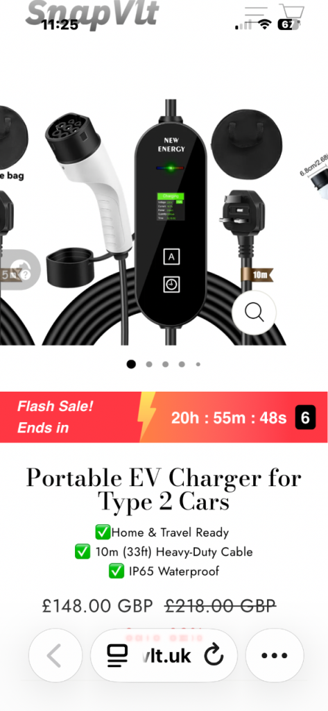 SNAPVIT UK PORTABLE EV CHARGER