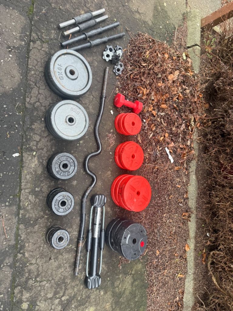 Weights (50+cast iron) and Fitness Equipment cast iron mainly 
