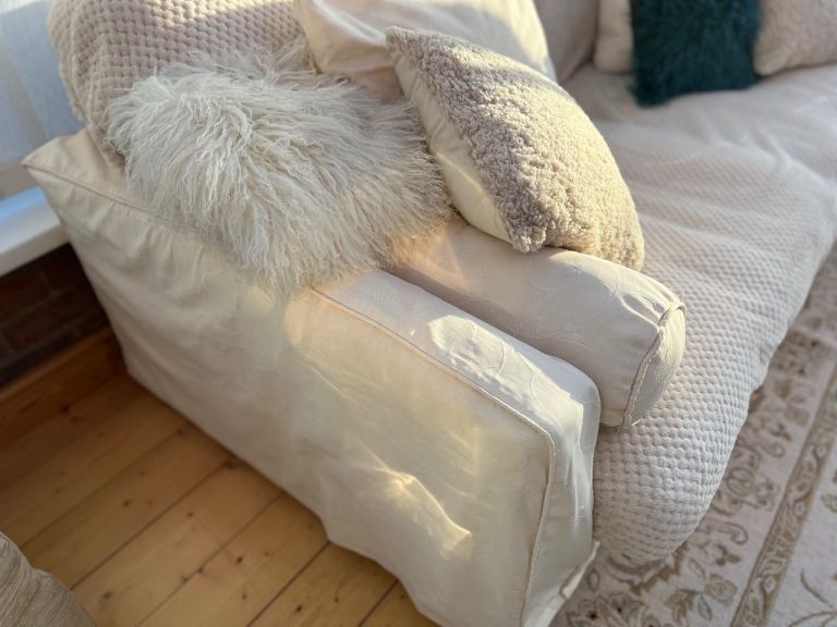 *FREE* Sofa and matching armchair with covers and cushions. 