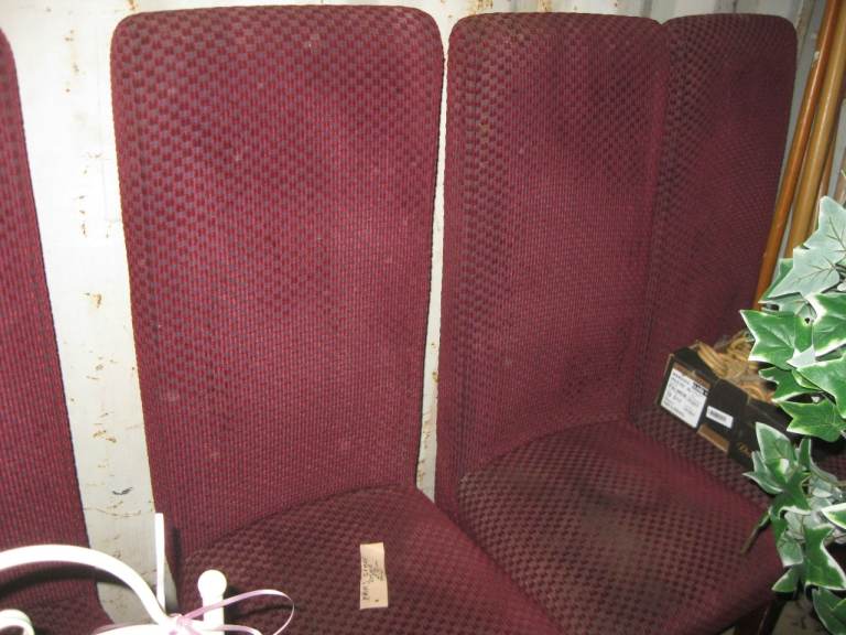 5 X MODERN HIGHBACKED PURPLE UPHOLSTERED DINING CHAIR. BEEN IN STORAGE. £3 EACH