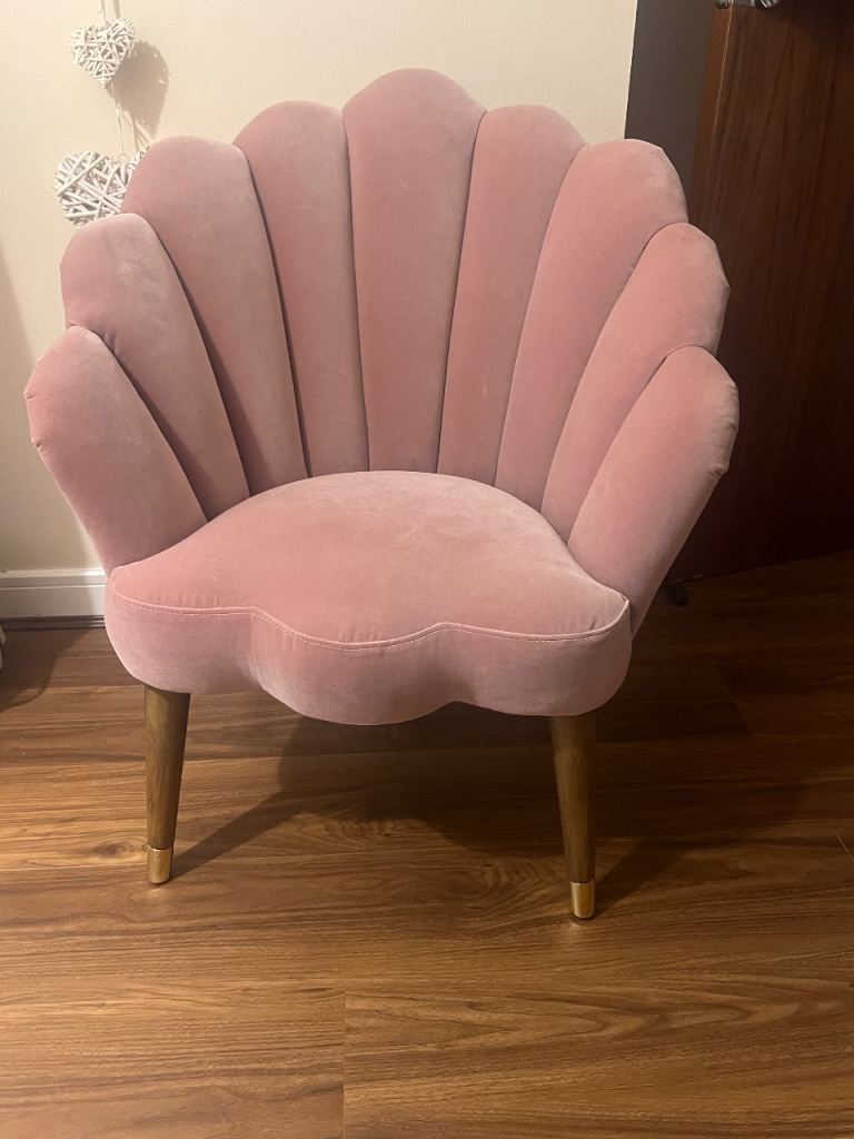 Oliver Bonas Flora Scalloped Pink Armchair