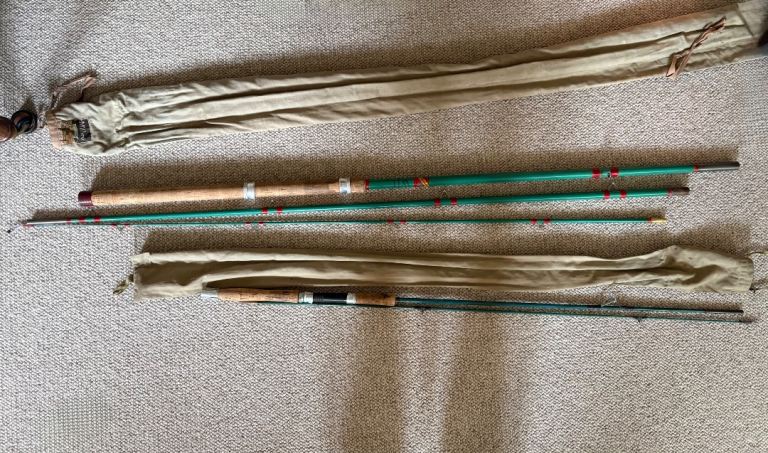 2 vintage fibre glass fishing rods
