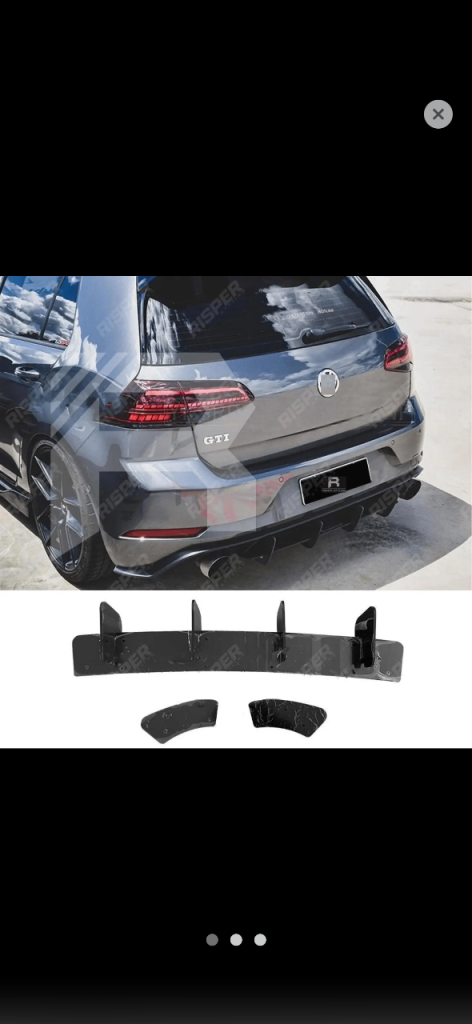 Volkswagen golf mk7.5 2017+ gti blade type diffuser in gloss black 