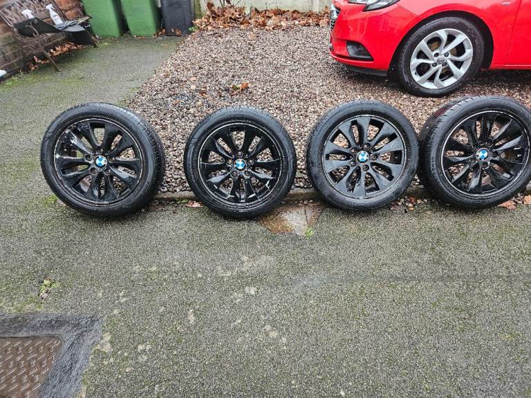 Bmw 16in alloy wheels and tyres set of 4 pcd120 fitment 5 stud in black 